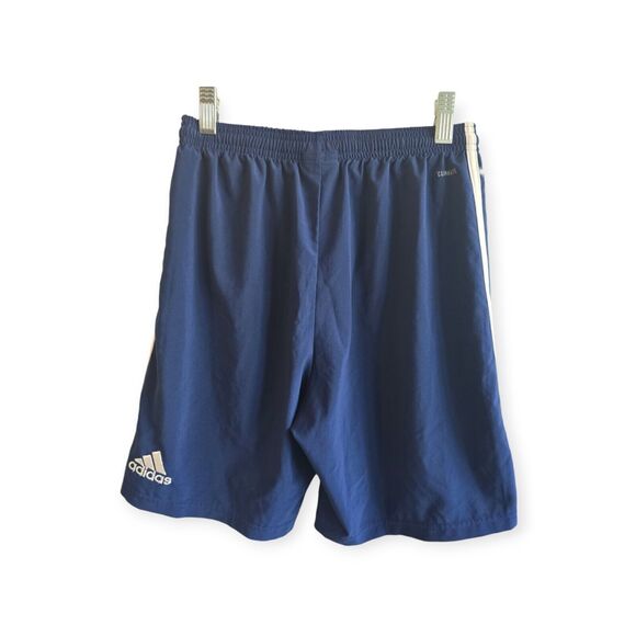 Adidas Boys Shorts Size L Navy w/ White Side Stripe Elastic Waist - Picture 1 of 7